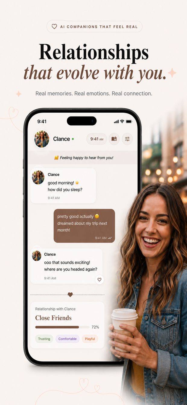 Inlyth relationship status showing Close Friends at 72% with emotional tags