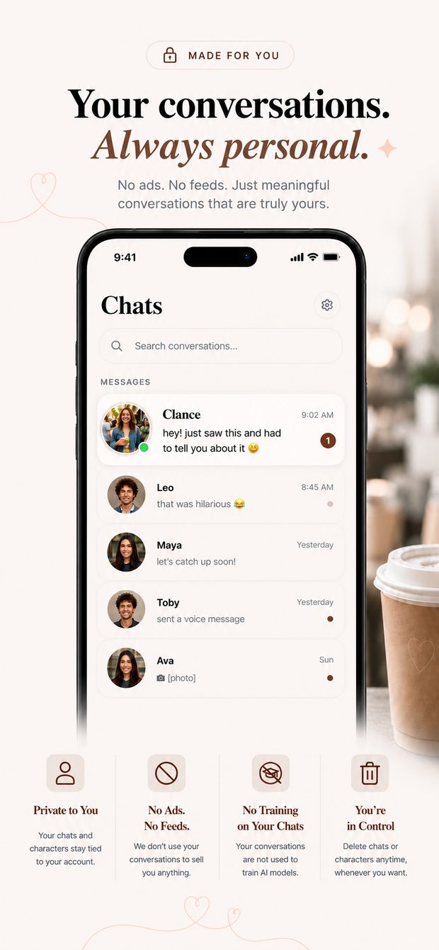 Privacy-focused interface with no ads and no data training